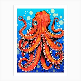 Day Octopus Retro Pop Art  Illustration 1 Art Print