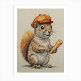 Squirrel With A Croissant 1 Art Print