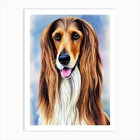 Afghan Hound Watercolour 2 Dog Art Print