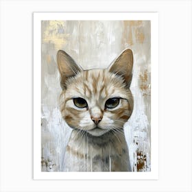 White Cat Paint Splat Portrait Art Print
