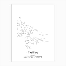 Tasiilaq,Greenland Minimalist Map Art Print