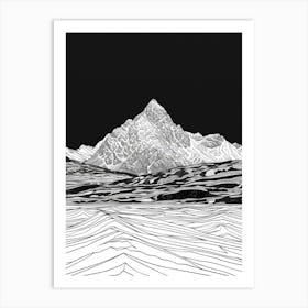 Beinn An Dothaidh Mountain Line Drawing 2 Art Print