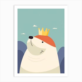 Little Walrus Wearing A Crown Art Print