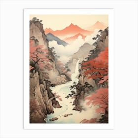 Shosenkyo Gorge In Yamanshi, Ukiyo E Drawing 3 Art Print