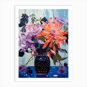 Surreal Florals Bee Balm 4 Flower Painting Art Print