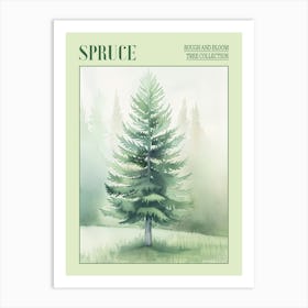 Spruce Tree Atmospheric Watercolour Painting 4 Poster Art Print