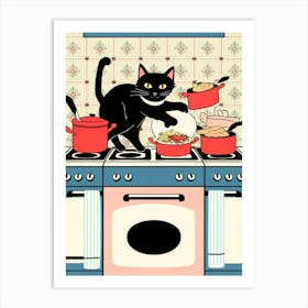 Cat In The Kitchen Vector Art Print