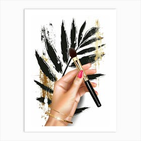 Hand Holding A Makeup Brush Art Print