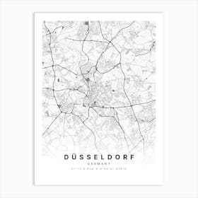 Dusseldorf Germany White Map Art Print