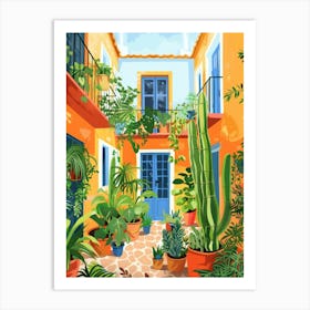 Courtyard With Potted Plants 1 Art Print