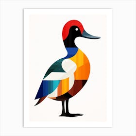 Colourful Geometric Bird Canvasback 1 Art Print