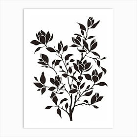 Magnolia Tree Simple Geometric Nature Stencil 3 Art Print