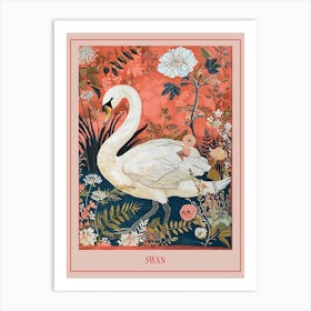 Floral Animal Painting Swan 1 Poster Art Print