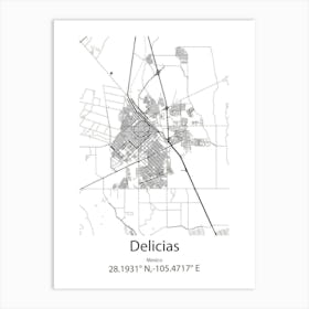 Delicias,Mexico Minimalist Map Art Print