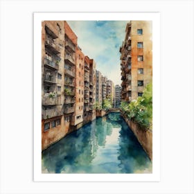 Watercolor Of A City Art Print