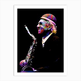 Charles Lloyd Jazz Musician in my Colorful Illustration Art Print