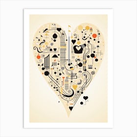 Music Themed Abstract Linework Heart Art Print