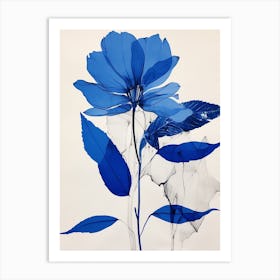 Blue Botanical Bird Of Paradise 3 Art Print