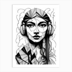 Woman With Headphones 26 Art Print