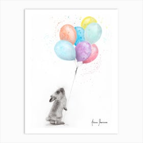 The Bunny And The Balloons Art Print
