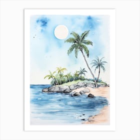 Watercolour Of Seven Mile Beach   Grand Cayman Cayman Islands 2 Art Print