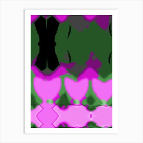 Pink And Green Hearts Art Print