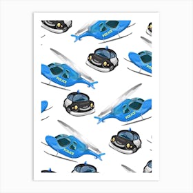 Police Helicopters Pattern Art Print