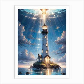 A Lighthouse In The Middle Of The Ocean 22 Art Print