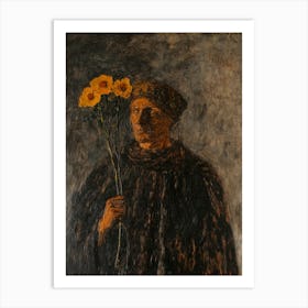 Man With Flowers Art Print