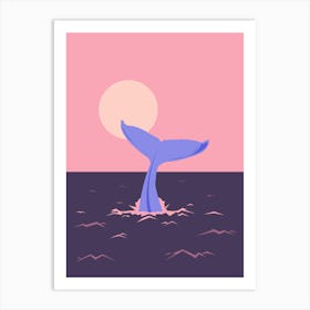 Whale Tail at sunset Art Print