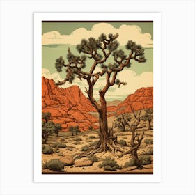  Retro Illustration Of A Joshua Trees In Grand Canyon 1 Art Print