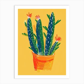 Christmas Cactus Plant Minimalist Illustration 10 Art Print
