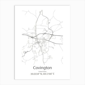 Covington,United States Minimalist Map 1 Art Print