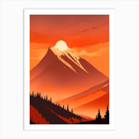 Misty Mountains Vertical Composition In Orange Tone 386 Art Print