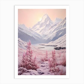 Dreamy Winter Painting Aoraki Mount Cook National Park New Zealand 2 Art Print