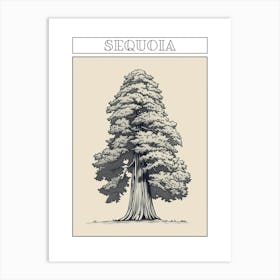 Sequoia Tree Minimalistic Drawing 4 Poster Art Print