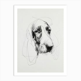 Basset Hound Dog Charcoal Line 2 Art Print