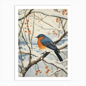 Winter Bird Painting Bluebird 2 Art Print