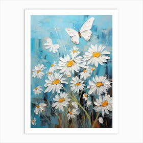 Daisies And Butterflies 5 Art Print