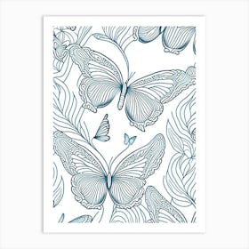 Butterfly Flying In Sky William Morris Inspired 1 Art Print