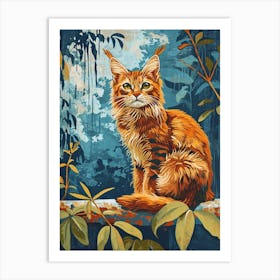 Somali Cat Relief Illustration 3 Art Print