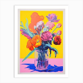 Colourful Flower Still Life Risograph Style 2 Art Print