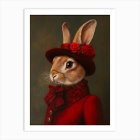 Victorian Animals Portrait, Vintage Animal Print, Royal Rabbit Painting, Renaissance Dressed Animal Art, Animal Lover Gift Art Print