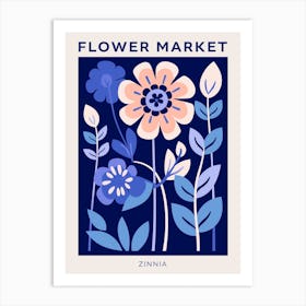 Blue Flower Market Poster Zinnia 3 Art Print