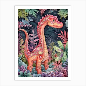 Rainbow Watercolour Dryosaurus Dinosaur 3 Art Print