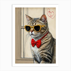 Cat In Sunglasses Art Print