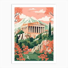 The Parthenon   Nashville, Usa   Cute Botanical Illustration Travel 5 Art Print