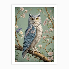 Owl In Blossom no1 Art Print