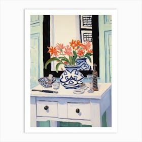 Bathroom Vanity Painting With A Lily Bouquet 4 Art Print