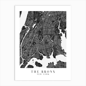 The Bronx New York Minimal Black Mono Street Map  Art Print